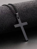 MENS - BLACK CROSS NECKLACE