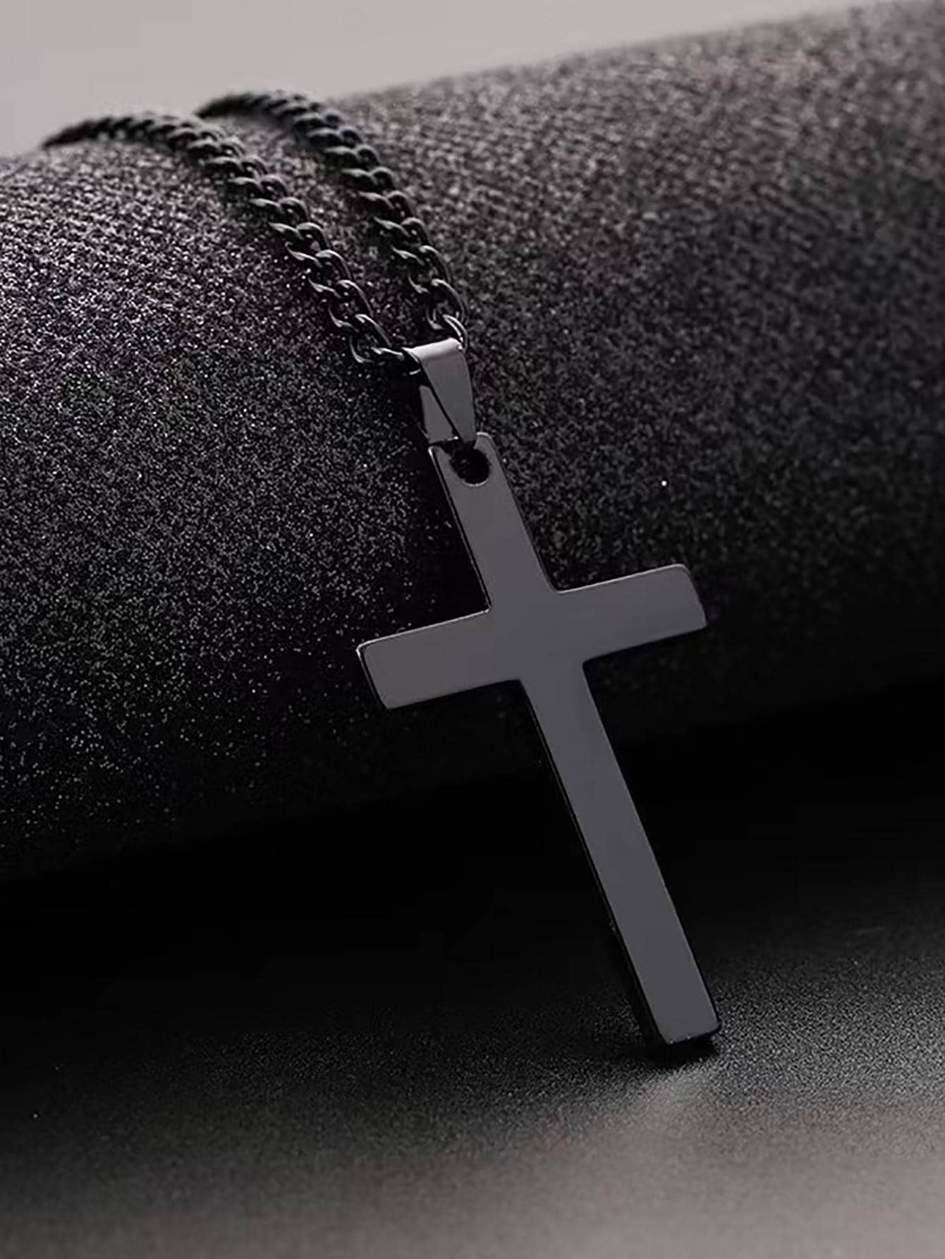 MENS - BLACK CROSS NECKLACE