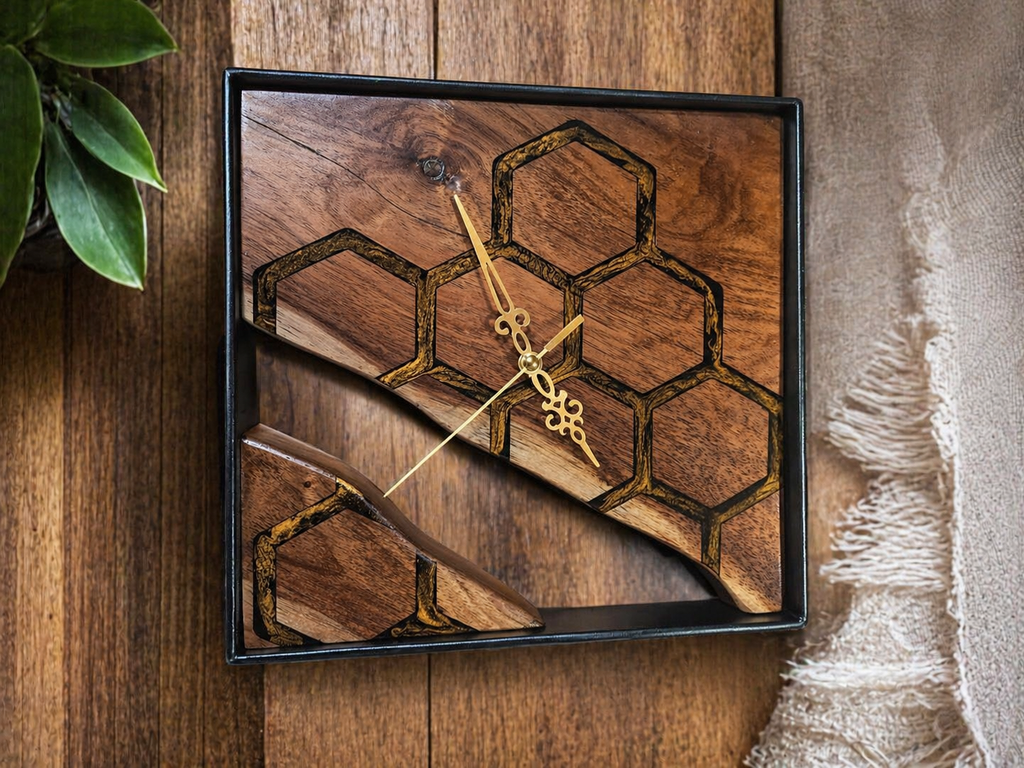wooden hive clock