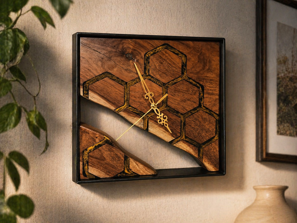 wooden hive clock