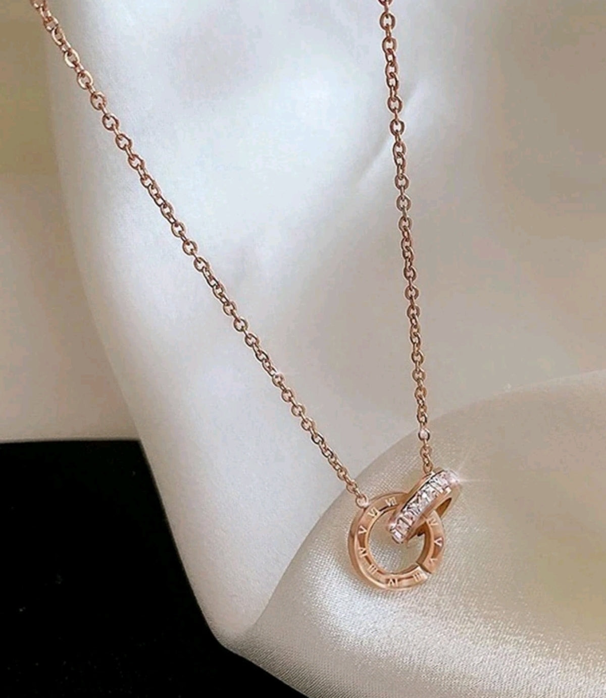 NECKLACE - 2 RINGS CUBIC ZIRCONIA