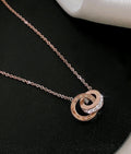 NECKLACE - 2 RINGS CUBIC ZIRCONIA