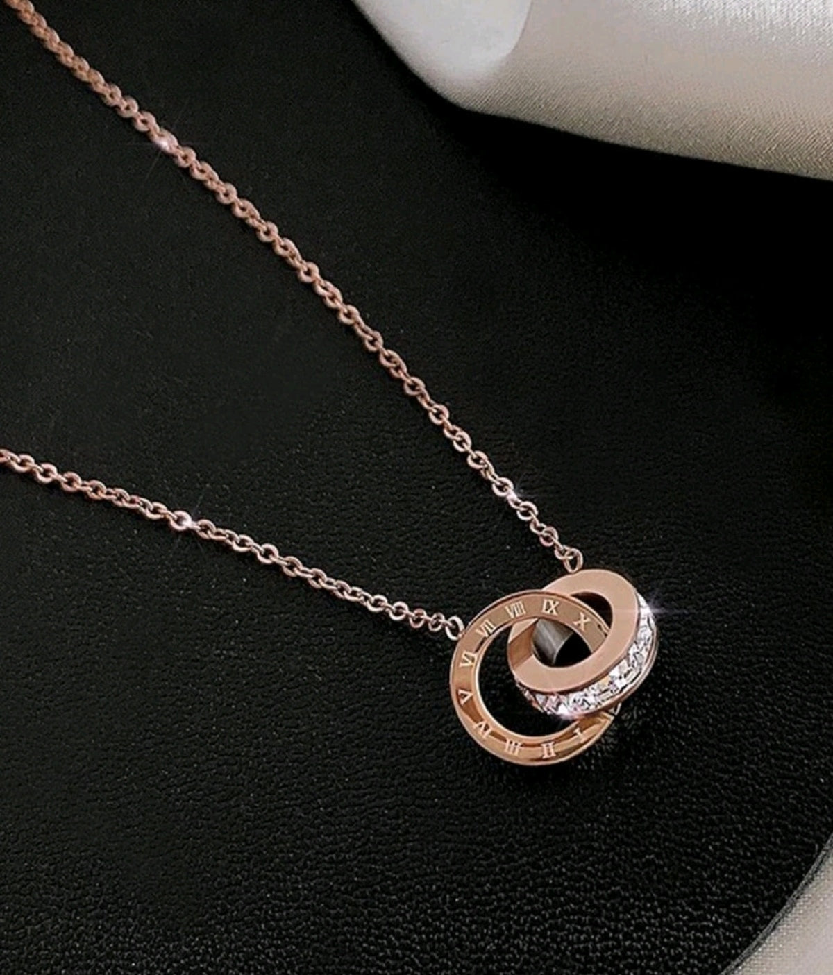 NECKLACE - 2 RINGS CUBIC ZIRCONIA