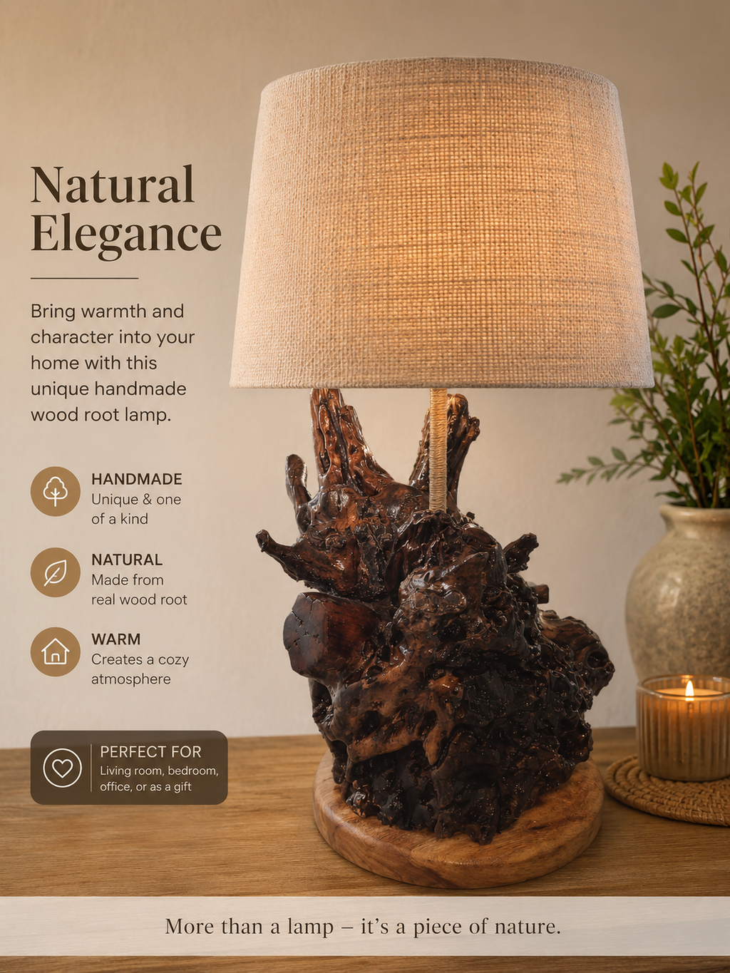 Natural elegance wood lamp