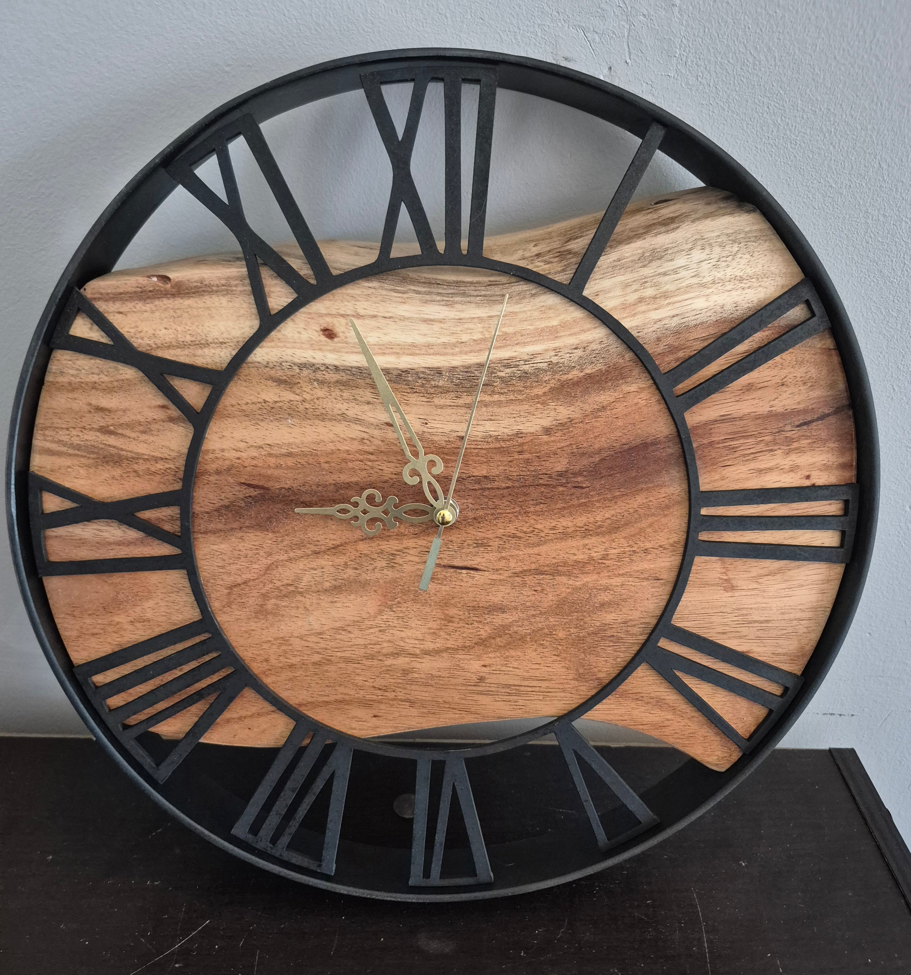 CLOCK - BLACK WOOD WALL CLOCK