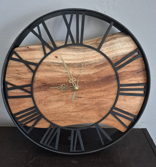 CLOCK - BLACK WOOD WALL CLOCK