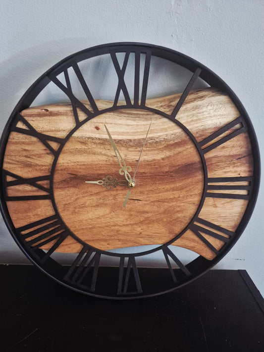 CLOCK - BLACK WOOD WALL CLOCK